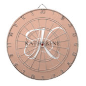 Modernes, elegantes Monogramm-Skript Rosa Dartscheibe (vorne)