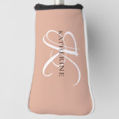 Modernes, elegantes Monogramm-Skript Rosa Golf Headcover (Rotieren 90)