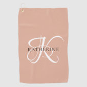 Modernes, elegantes Monogramm-Skript Rosa Golfhandtuch (Vorderseite)