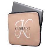 Modernes, elegantes Monogramm-Skript Rosa Laptopschutzhülle (Vorderseite Links)