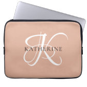 Modernes, elegantes Monogramm-Skript Rosa Laptopschutzhülle (Vorderseite)