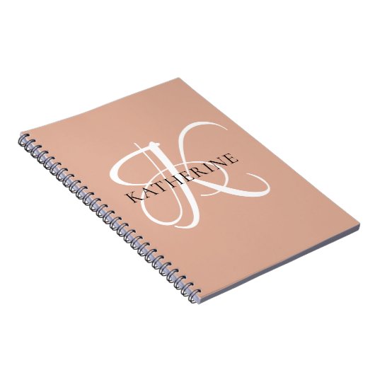 Modernes, elegantes Monogramm-Skript Rosa Notizblock (Rechte Seite)