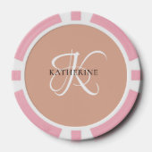 Modernes, elegantes Monogramm-Skript Rosa Pokerchips (Vorderseite)