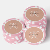 Modernes, elegantes Monogramm-Skript Rosa Pokerchips (Stapel)