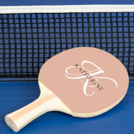 Modernes, elegantes Monogramm-Skript Rosa Tischtennis Schläger