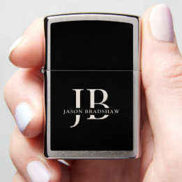 Modernes elegantes Monogramm und Name Schwarz