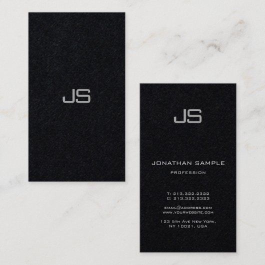 Modernes, elegantes Monogramm Vertikales Premium B Visitenkarte (Vorne/Hinten)