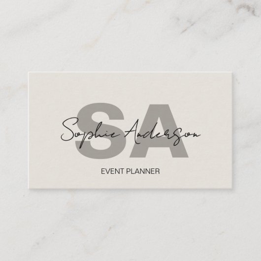 Modernes elegantes Monogramm Visitenkarte (Vorderseite)