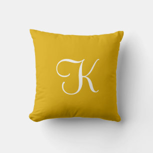 Modernes elegantes Mustard Yellow Script Monogramm Kissen