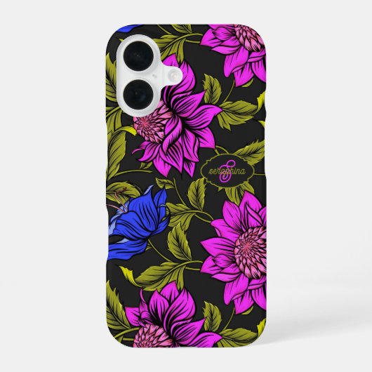 Modernes elegantes Muster-Monogramm iPhone 16 Hülle (Rückseite)