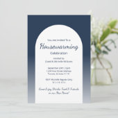 Modernes Elegantes Navy Blue Housewarming Party Einladung (Stehend Vorderseite)