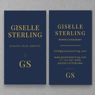 Modernes elegantes Navy Blue Minimalistisch Two Mo Visitenkarte