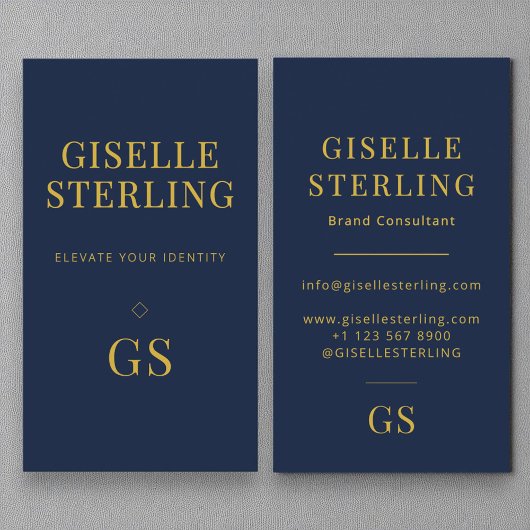 Modernes elegantes Navy Blue Minimalistisch Two Mo Visitenkarte