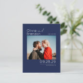 Modernes elegantes Navy Blue Save the Date Foto (Stehend Vorderseite)