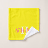 Modernes elegantes Neon Yellow Pink Hochzeitsbad Badhandtuch Set (Waschlappen)