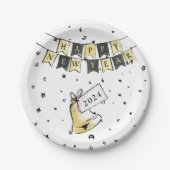 Modernes elegantes New Year Black Gold Party Pappteller (Vorderseite)