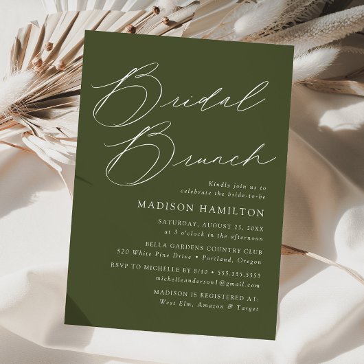 Modernes elegantes Olive Green Brautparty Brunch Einladung
