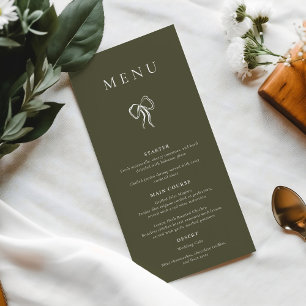 Modernes Elegantes Olive Green Wedding Dinner Menükarte
