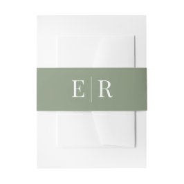 Modernes, elegantes Olive Monogramm Einladungsbanderole