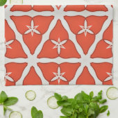 Modernes, elegantes Orange Muster Monogram Custom Geschirrtuch (Gefaltet)