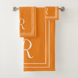 Modernes, elegantes Orange & White Monogram Badhandtuch Set