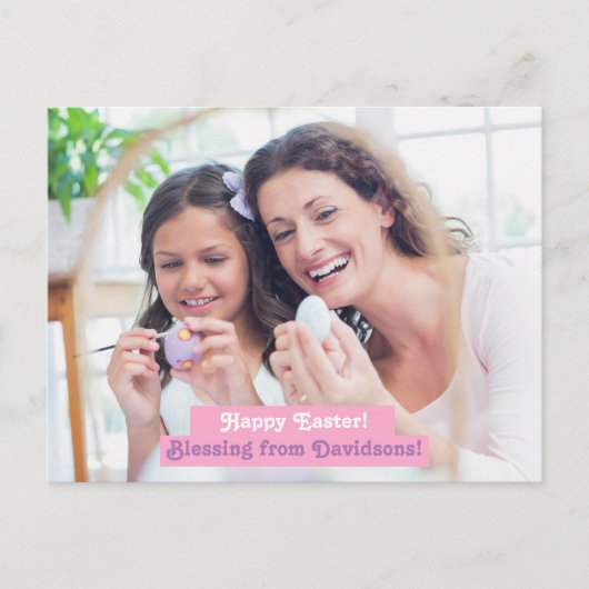 Modernes, elegantes Osterfamilien-Foto Postkarte (Vorderseite)