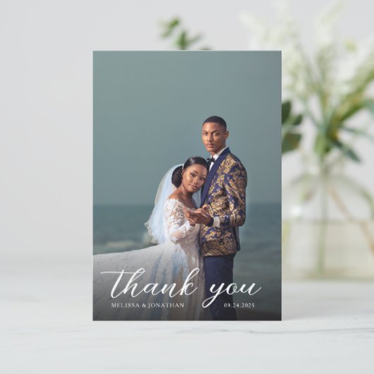 Modernes, elegantes Overlay Script 2 Vollständiges Dankeskarte (Stehend Vorderseite)