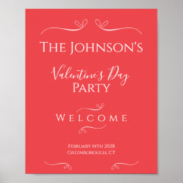 Modernes elegantes Party für Valentinstage Willkom Poster