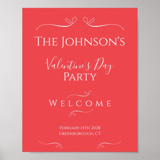 Modernes elegantes Party für Valentinstage Willkom Poster (Vorne)