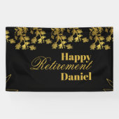 Modernes elegantes Party mit schwarzem Blumen Banner (Horizontal)