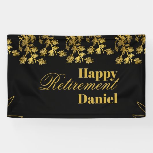 Modernes elegantes Party mit schwarzem Blumen Banner (Horizontal)