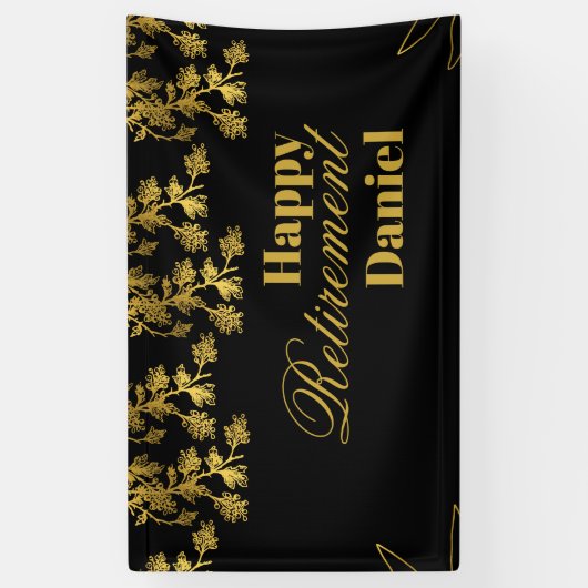 Modernes elegantes Party mit schwarzem Blumen Banner (Vertikal)