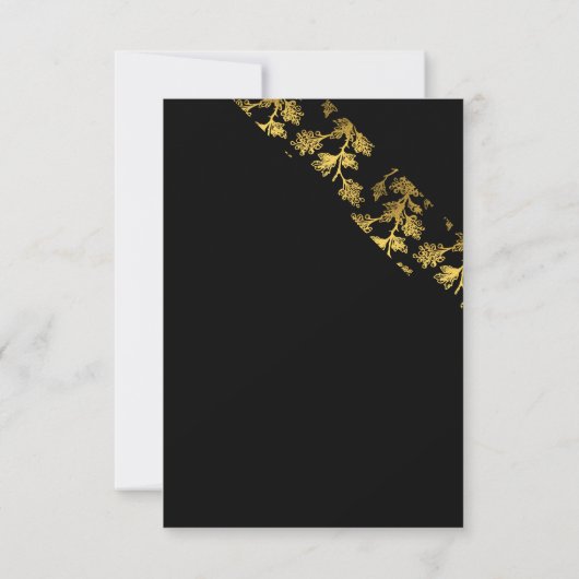 Modernes elegantes Party mit schwarzem Blumen Dankeskarte (Rückseite)