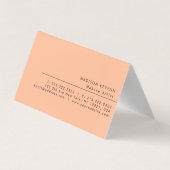Modernes Elegantes Peach Fuzz Beauty Beruflich Visitenkarten (Rückseite)