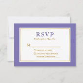 Modernes elegantes Periwinkle White Gold RSVP Karte (Vorderseite)