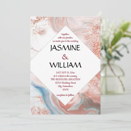 modernes elegantes Pfirsichspiel Einladung (Stehend Vorderseite)