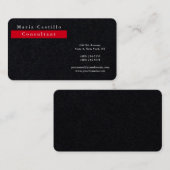 Modernes Elegantes Premium Black Red Minimalistisc Visitenkarte (Vorne/Hinten)