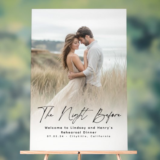 Modernes elegantes Probe Dinner Foto Begrüßung Acrylschild (Neutral)