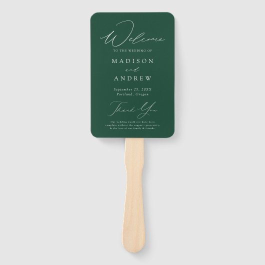 Modernes, elegantes Programm für grüne Hochzeiten Fächer (Vorderseite)