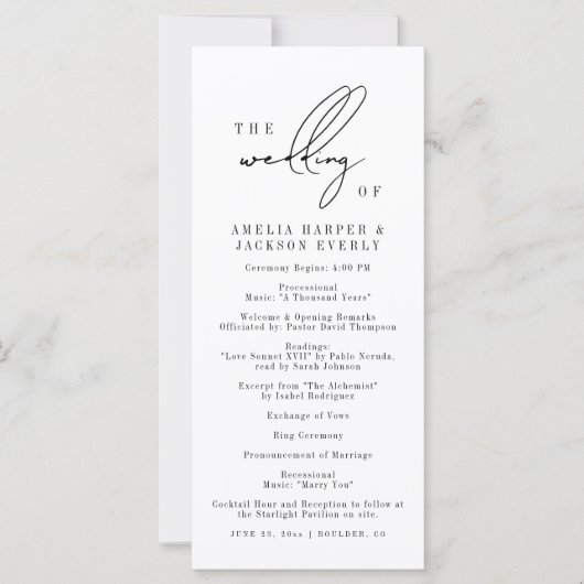 Modernes, elegantes Programm für Hochzeiten (Vorderseite)