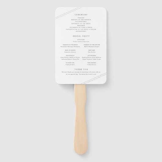 Modernes, elegantes Programm für minimale Hochzeit Fächer (Rückseite)