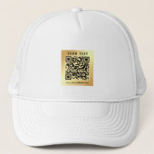 Modernes, elegantes QR-Code-Template Gold Weiß Truckerkappe (Vorderseite)