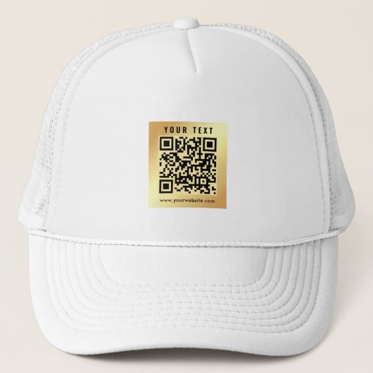 Modernes, elegantes QR-Code-Template Gold Weiß Truckerkappe (Vorderseite)
