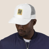 Modernes, elegantes QR-Code-Template Gold Weiß Truckerkappe (Beispiel)