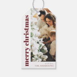 Modernes, elegantes Red MerChristmas Family Foto Geschenkanhänger