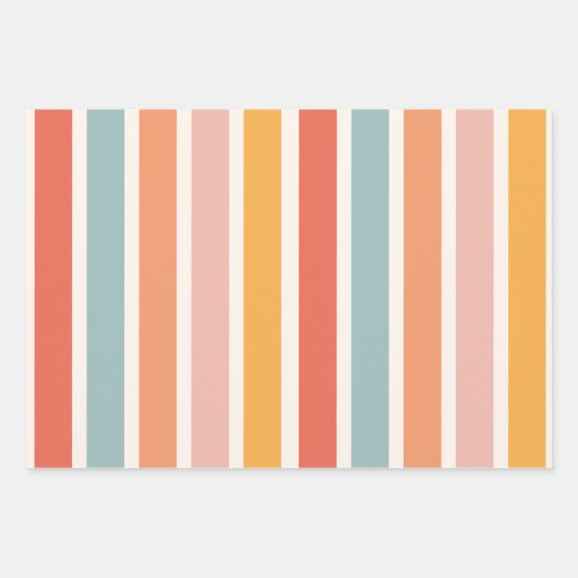 Modernes elegantes Retro-Muster mit bunten Streife Geschenkpapier Set (Vorderseite)