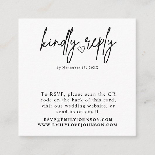 Modernes elegantes Romantisches QR Code Wedding RS Begleitkarte (Vorderseite)