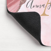 Modernes elegantes Rosa-Agate-Geode Monogram Mou Mousepad (Ecke)