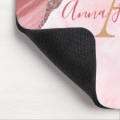 Modernes, elegantes Rosa Agate Geode Monogramm Mousepad (Ecke)