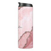 Modernes, elegantes Rosa Agate Geode Monogramm Thermosbecher (Nach rechts gedreht)